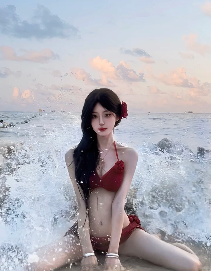 ảnh gái xinh mặc bikini đi biển 8