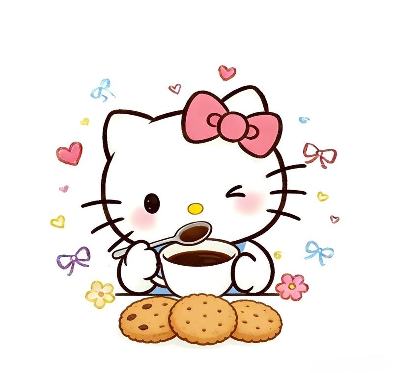 hình Hello Kitty dễ thương nền hồng pastel