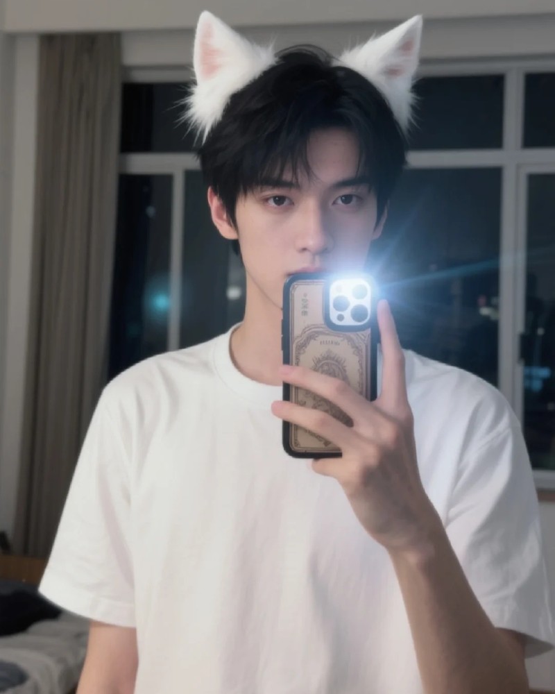 chụp ảnh trước gương nam
