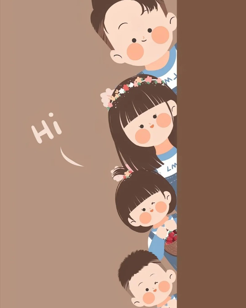 hình ảnh gia đình 4 người bằng chibi