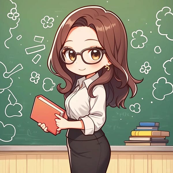 chibi cô giáo mặc áo dài