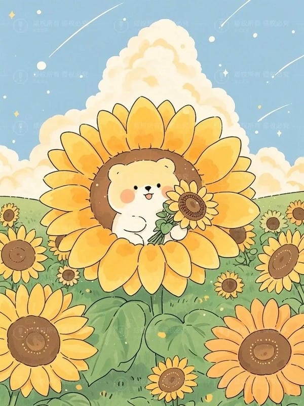 hoa hướng dương chibi cute