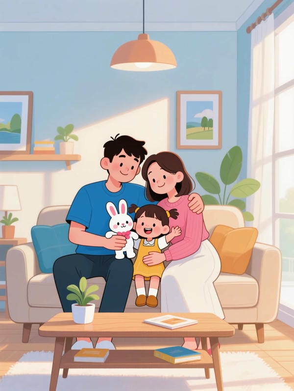 ảnh gia đình hạnh phúc hoạt hình chibi