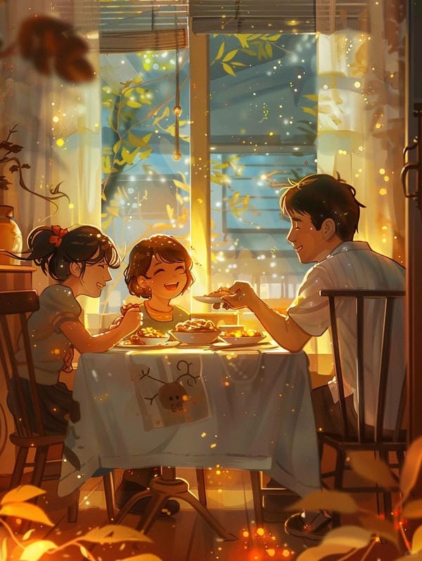 hình ảnh chibi dễ thương về gia đình